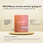 mombloom essentials Pulver (90g je Packung für 30 Tage)Enthält eine ausgewogene Mischung aus Myo-Inositol, Himbeer- Fruchtsaftpulver zur Geschmacksneutralität, Acerola Extrakt 400 µg Folsäure pro Tagesdosis, um die normale Entwicklung des Babys zu unterst